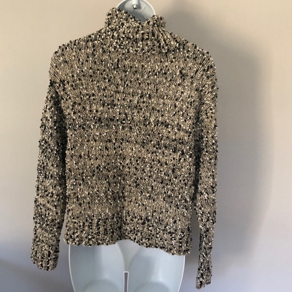 Moon River black tan white Metallic turtleneck Sweater size small - Picture 4 of 9